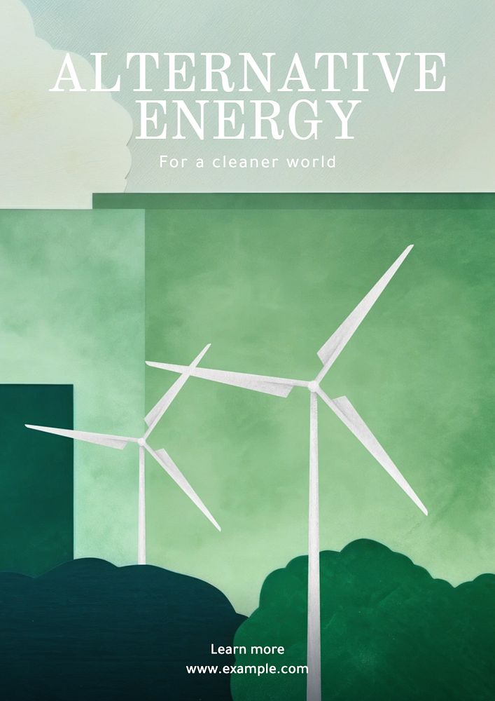 Alternative energy poster template, editable text and design