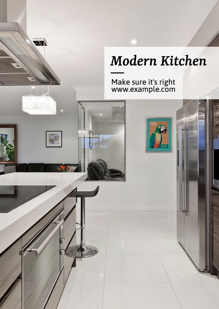 Kitchen design poster template, editable text and design