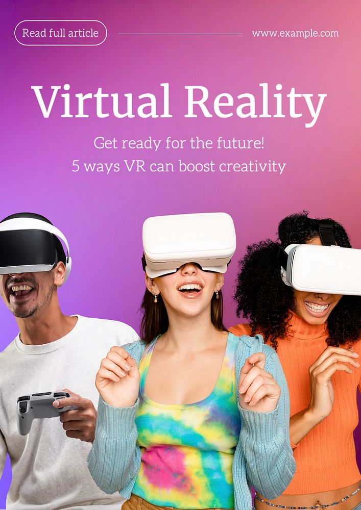 VR for workplace poster template, editable text and design