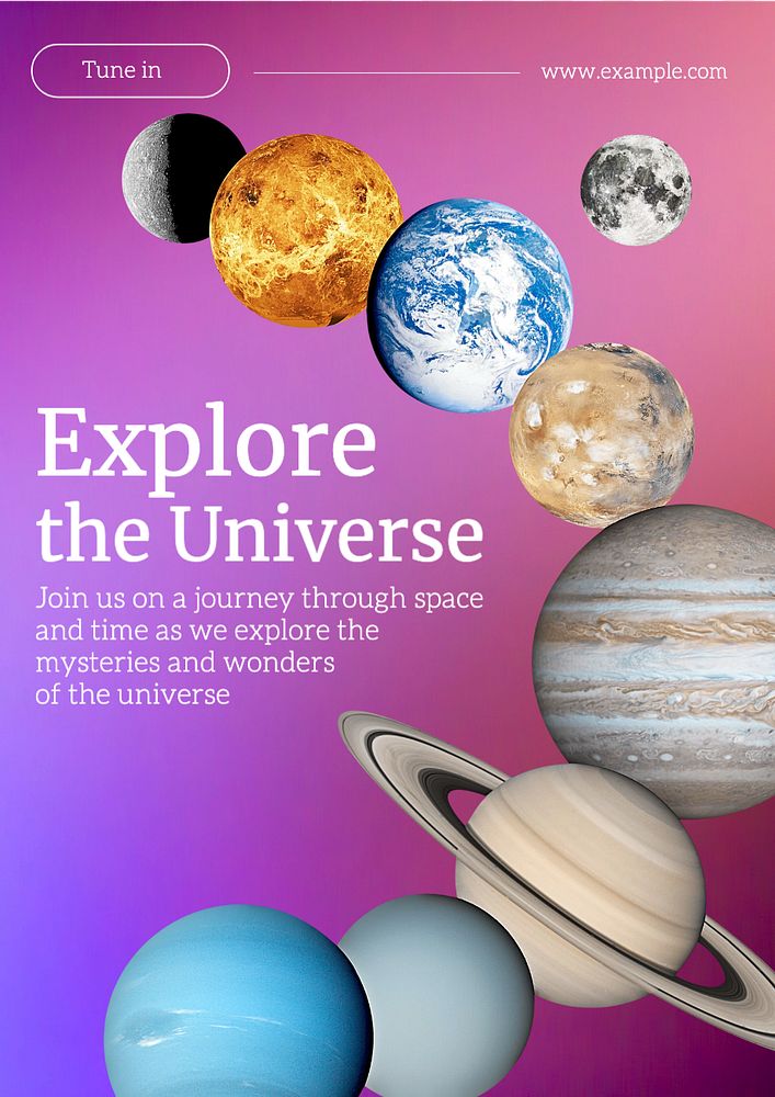 Explore the universe poster template, editable text and design