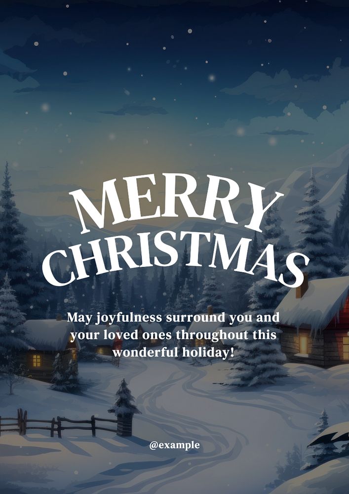 Merry Christmas poster template, editable text and design