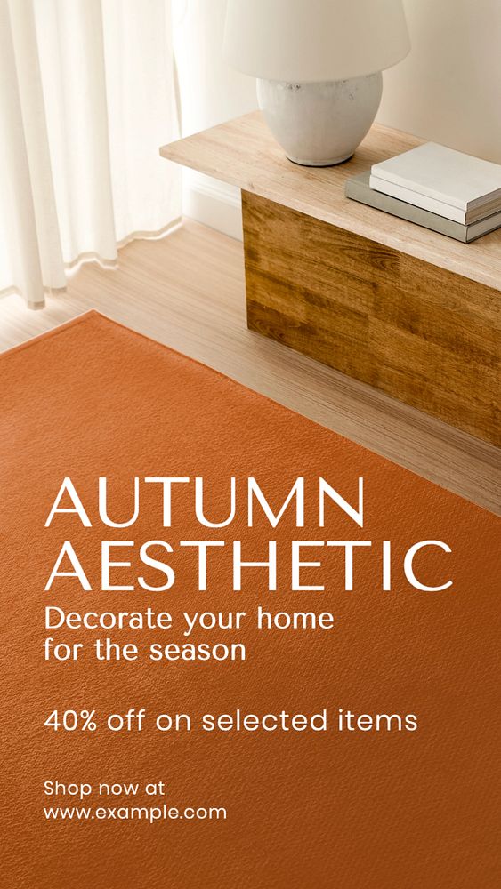 Autumn home decoration Instagram post template, editable text