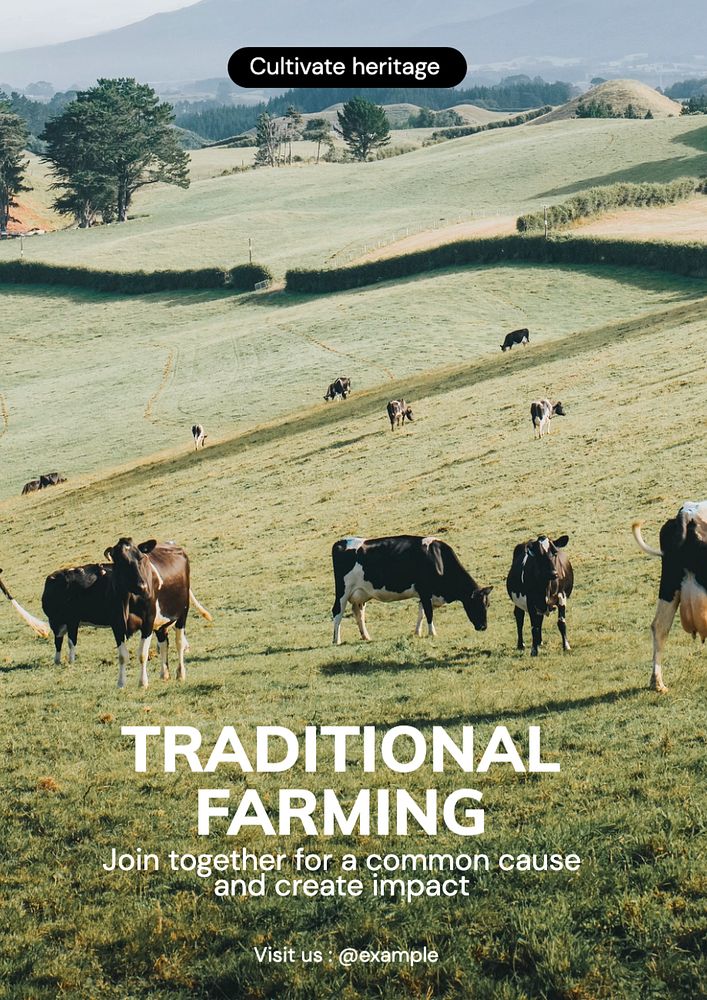 Traditional farming poster template, editable text and design