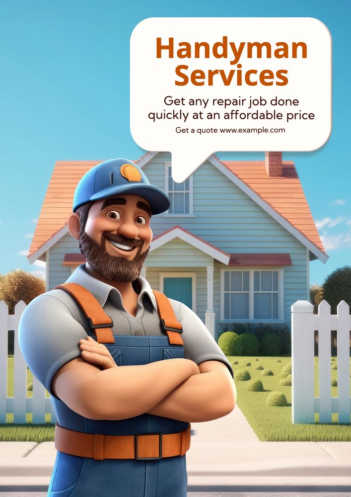 Handyman services poster template, editable text and design