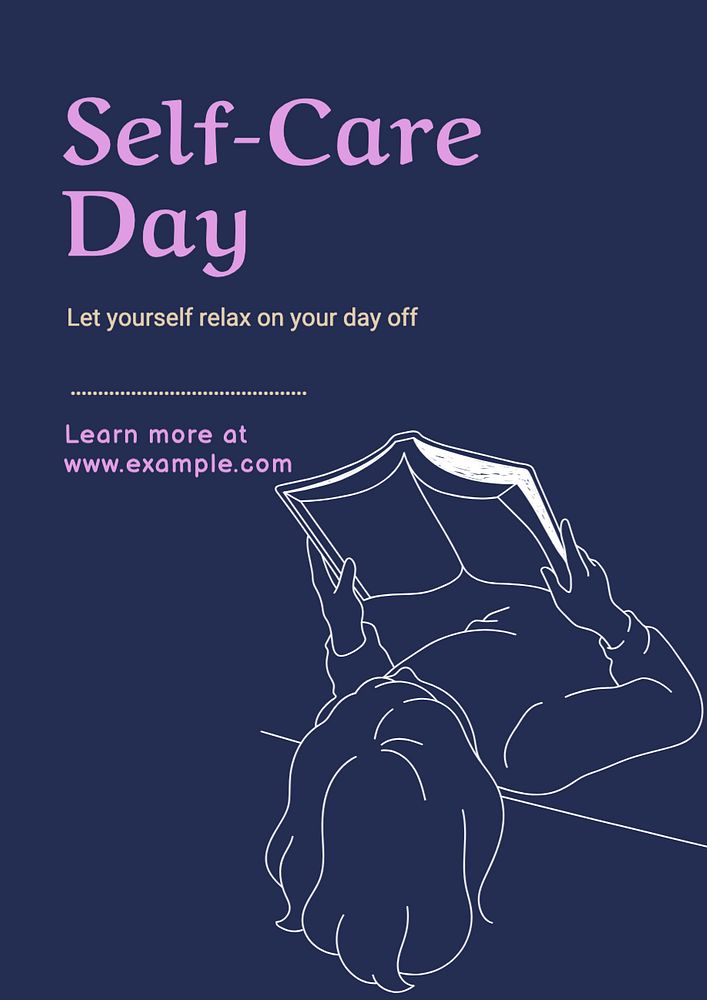 Self-care day poster template, editable text and design