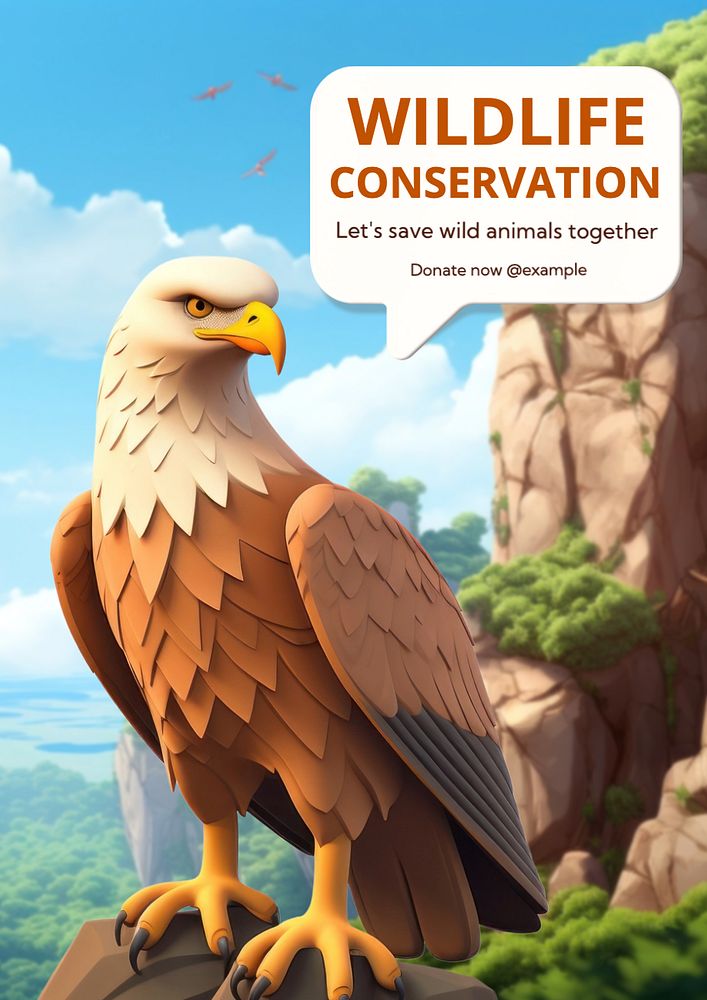 Wildlife conservation poster template, editable text and design