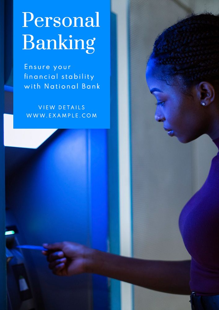 Personal banking poster template, editable text and design