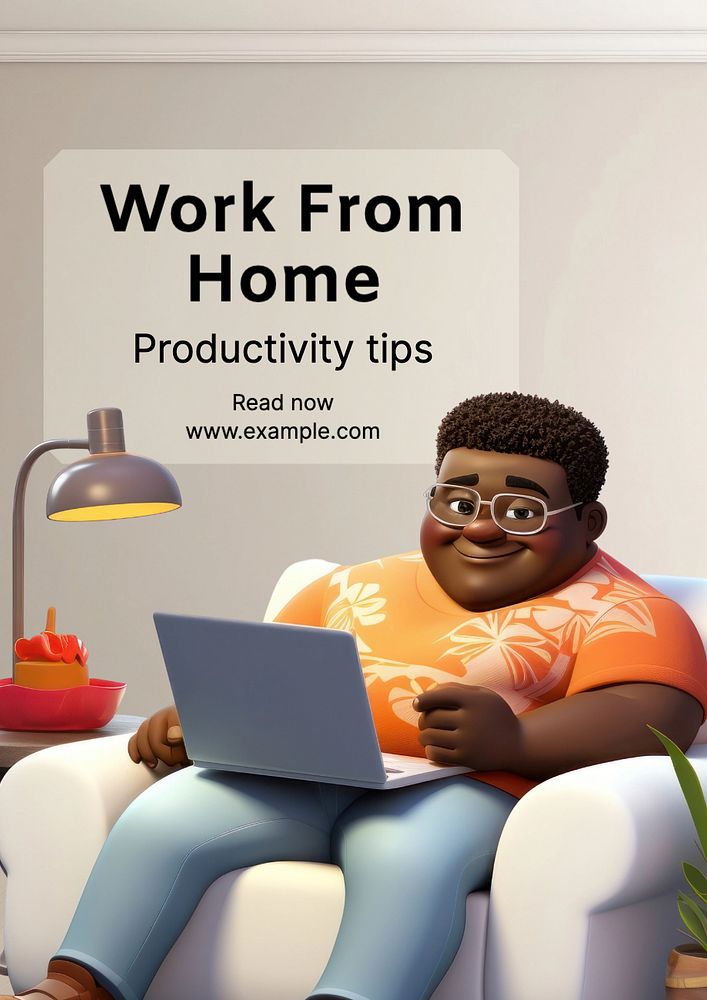 Work from home poster template, editable text and design