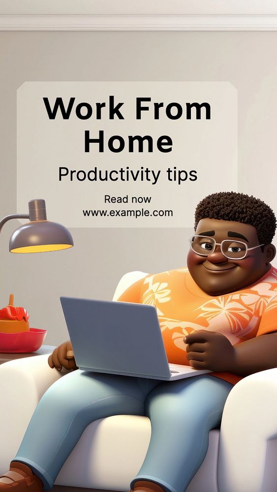 Work from home Instagram story template, editable text