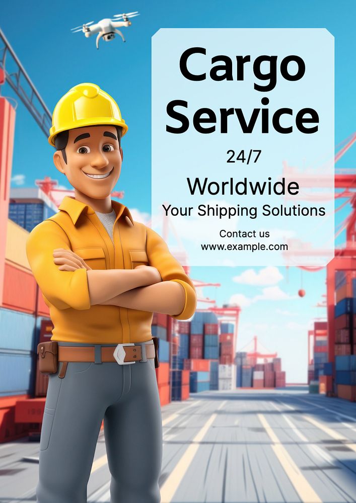 Cargo service poster template, editable text and design