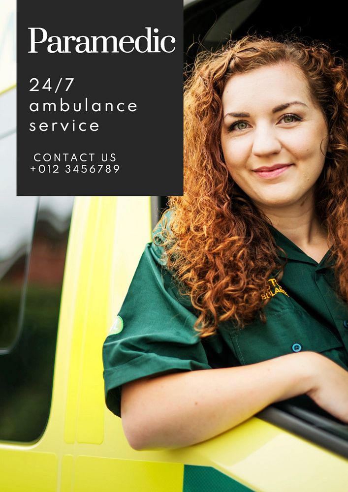 Paramedic poster template, editable text and design