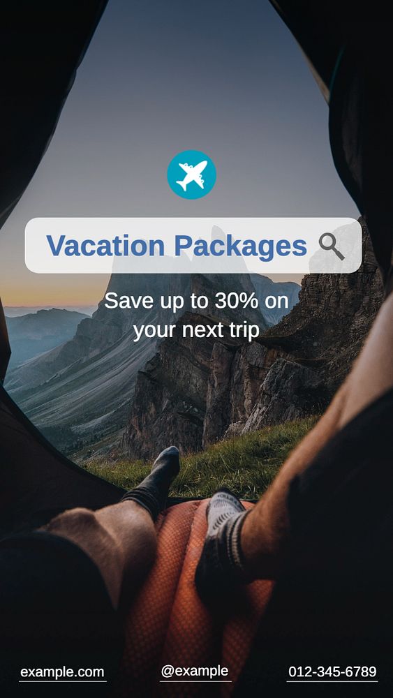 Vacation packages Instagram story template, editable text