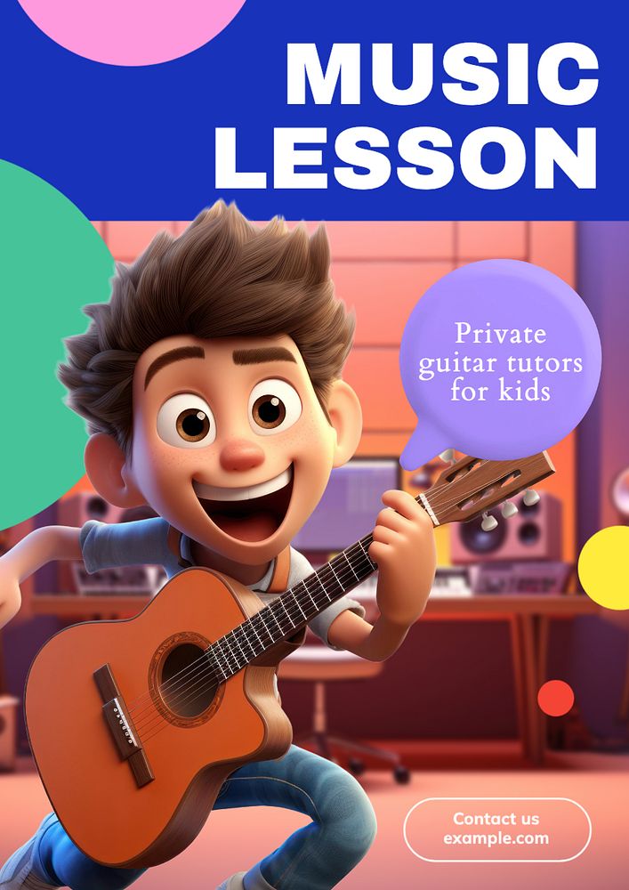 Music lesson poster template, editable text and design