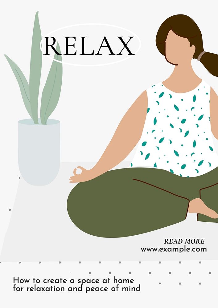 Relax at home poster template, editable text and design