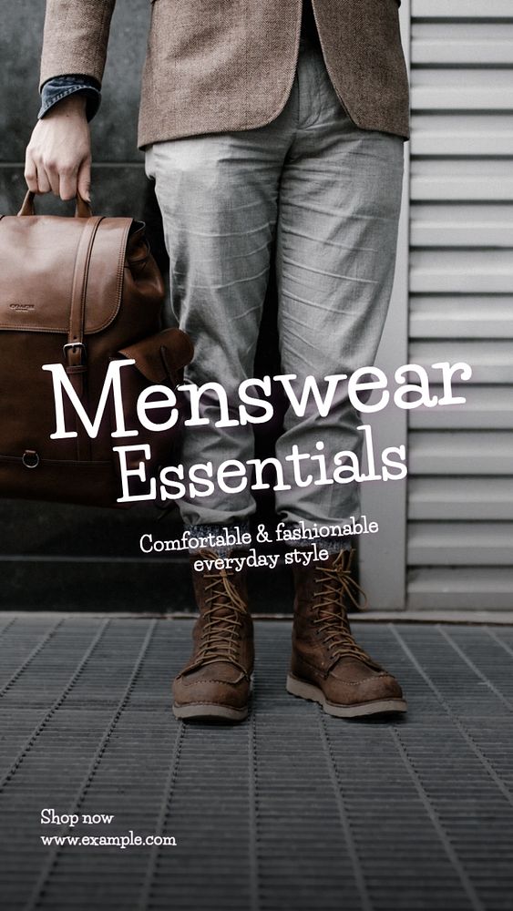 Men's wear essentials Instagram story template, editable text