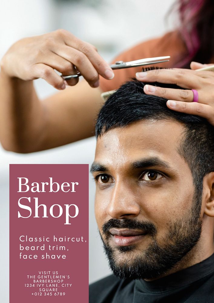 Barbershop poster template, editable text and design