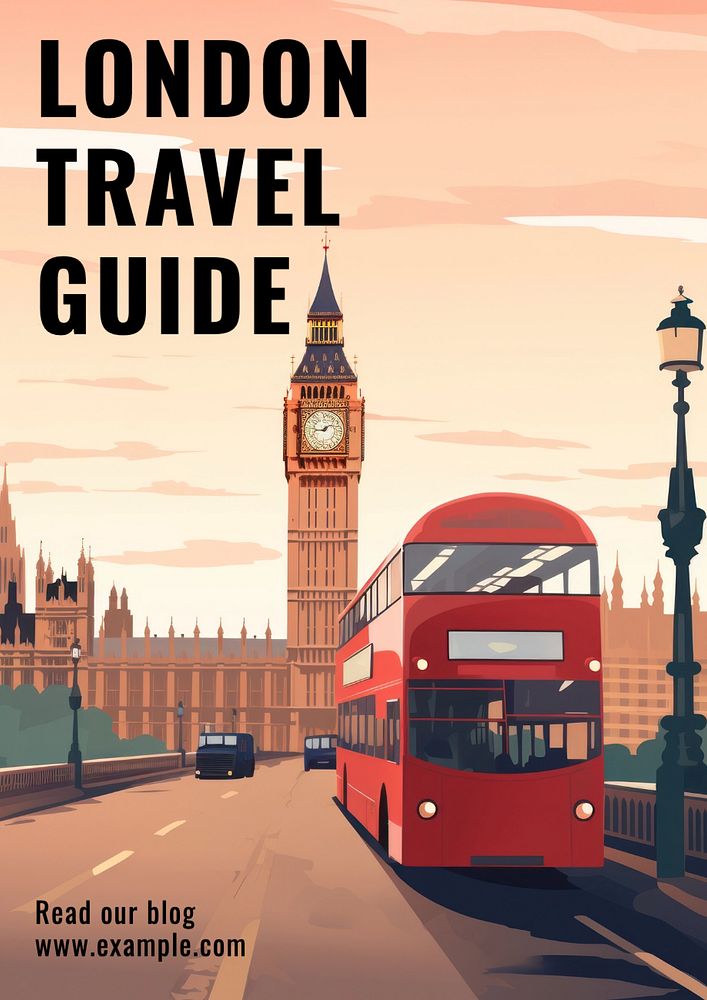 London travel guide poster template, editable text and design