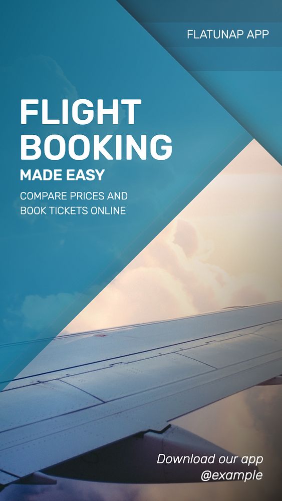 Flight booking Instagram story template, editable text