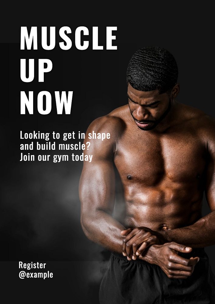 Muscle up poster template, editable text and design