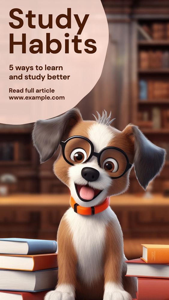 Study habits Instagram post template, editable text