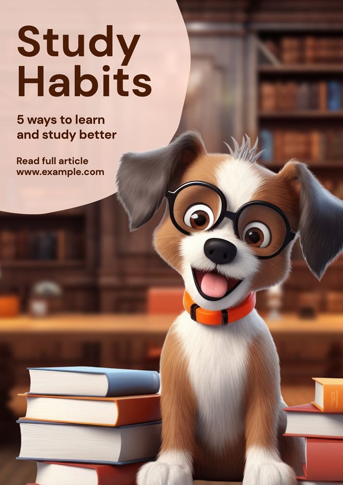 Study habits poster template, editable text and design