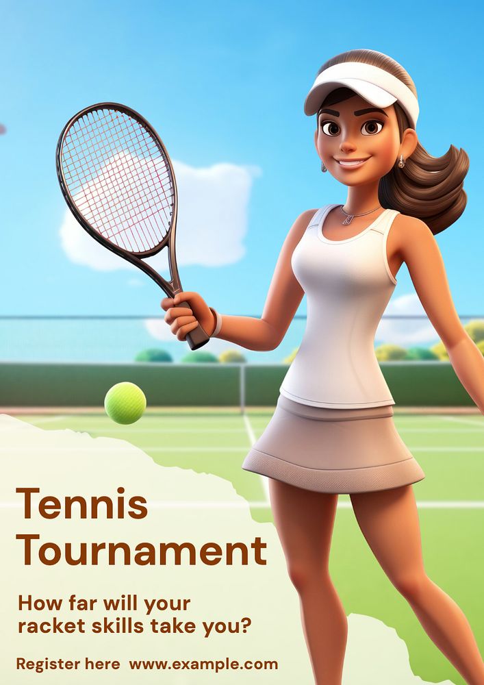 Tennis tournament poster template, editable text and design