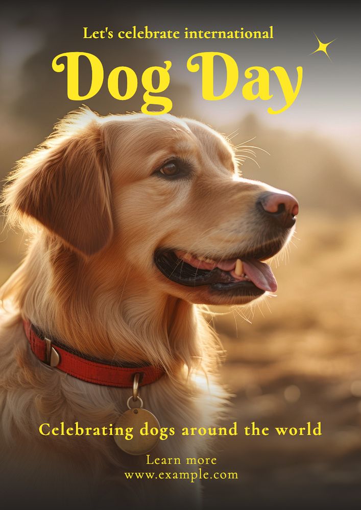 International dog day poster template, editable text and design