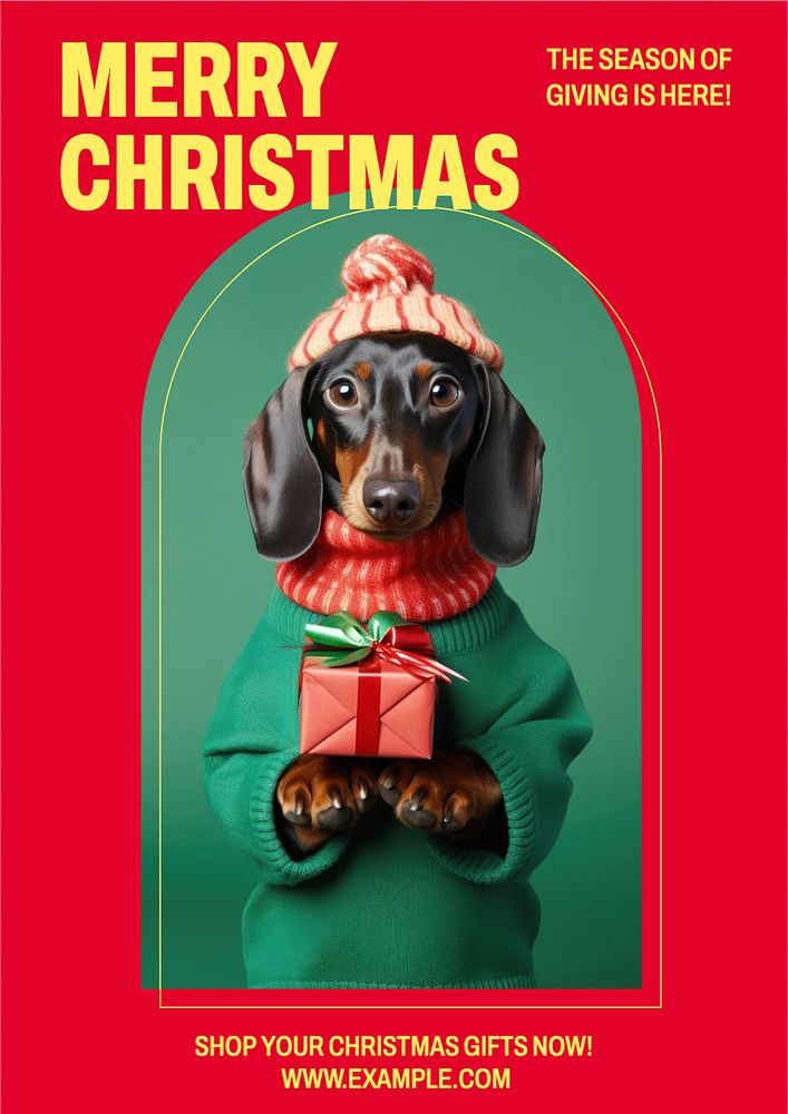 Merry Christmas poster template, editable text and design