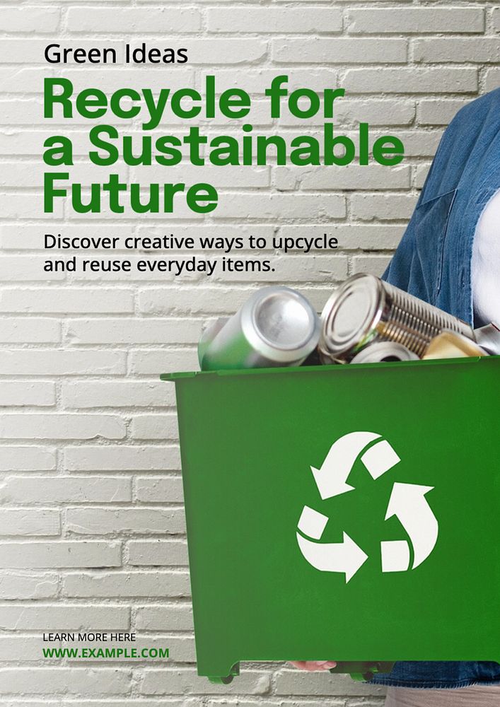 Recycling poster template, editable text and design