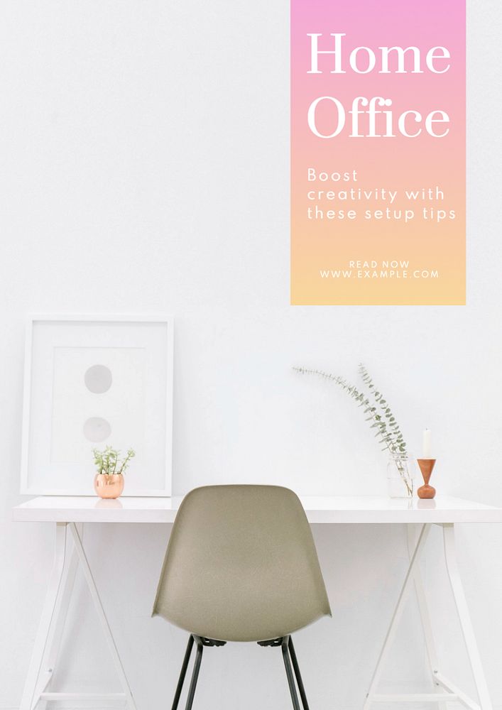 Home office poster template, editable text and design