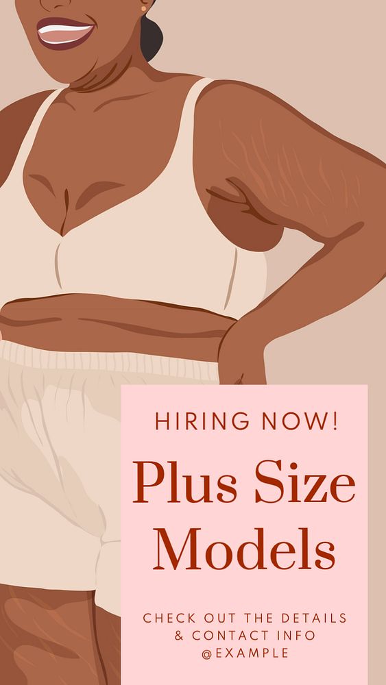 Plus size model Facebook story template, editable design