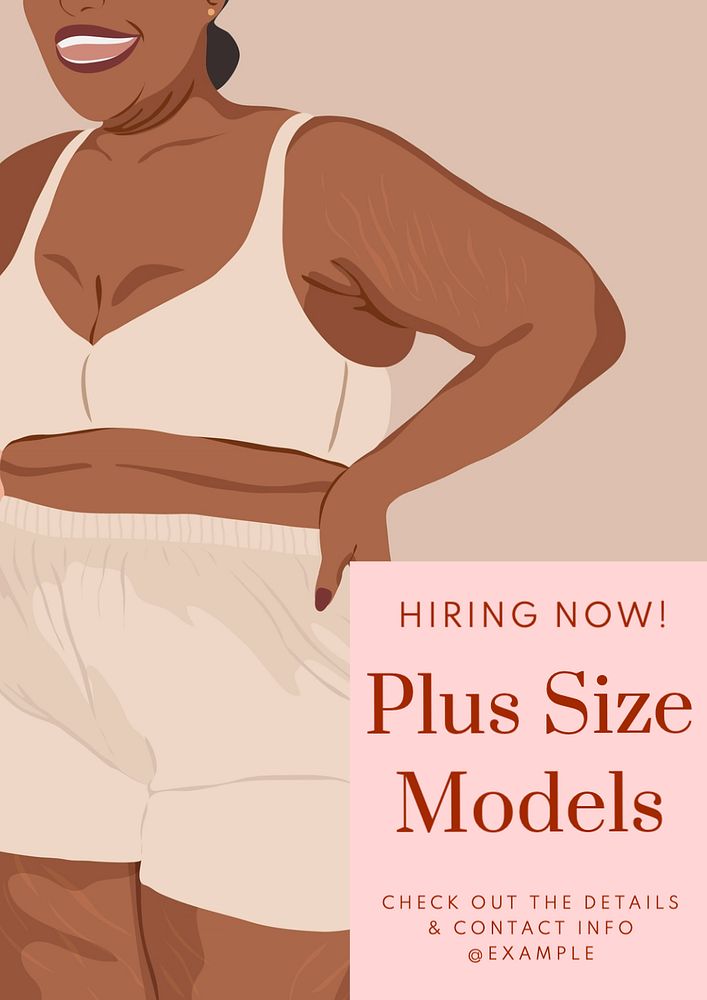Plus size model poster template, editable text and design
