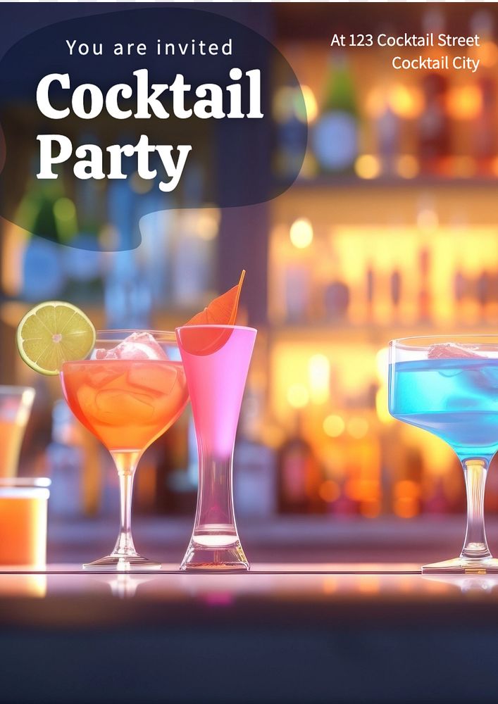 Cocktail party poster template, editable | Premium Editable Template ...