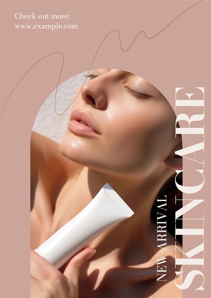 Skincare poster template, editable text and design