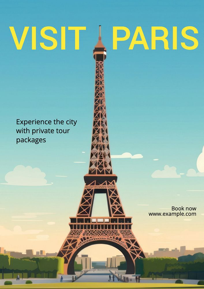 Paris private tour poster template, editable text and design