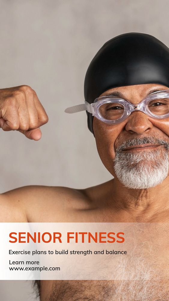 Senior fitness Instagram post template, editable text