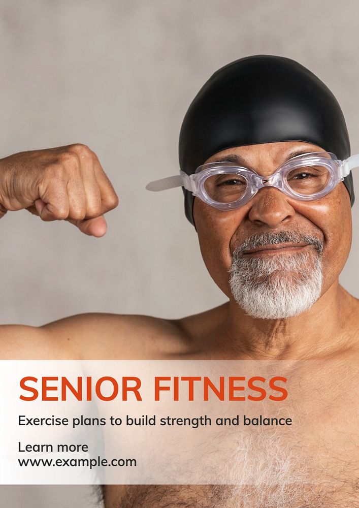 Senior fitness poster template, editable text and design