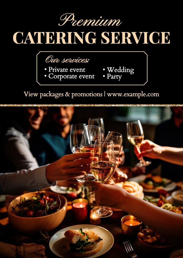 Premium catering service poster template, editable text and design