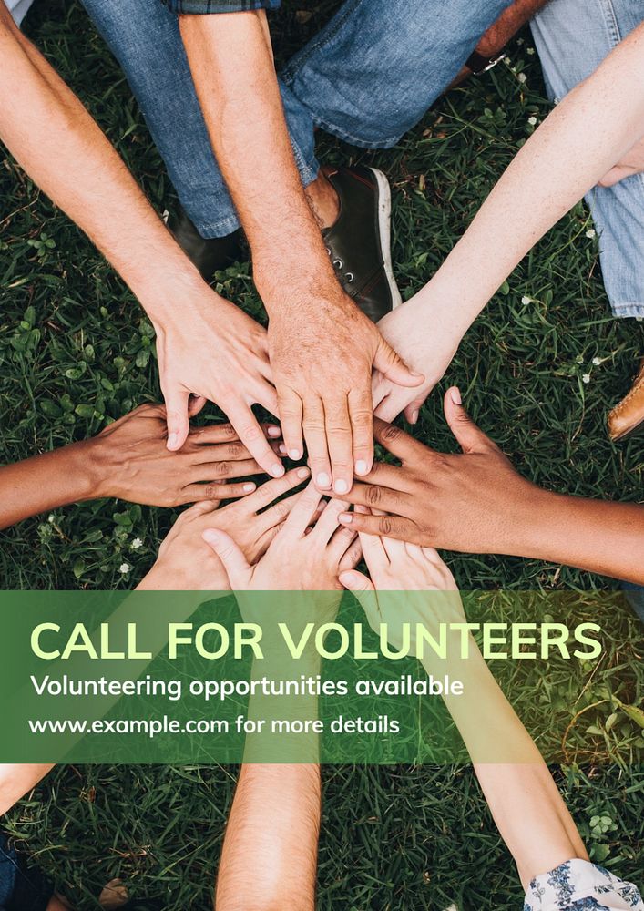 Call for volunteers poster template, editable text and design