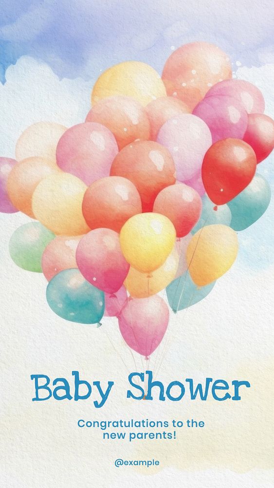 Baby shower Instagram story template, editable text