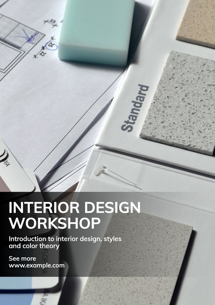 Interior design workshop poster template, editable text and design