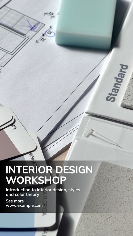 Interior design workshop Instagram post template, editable text