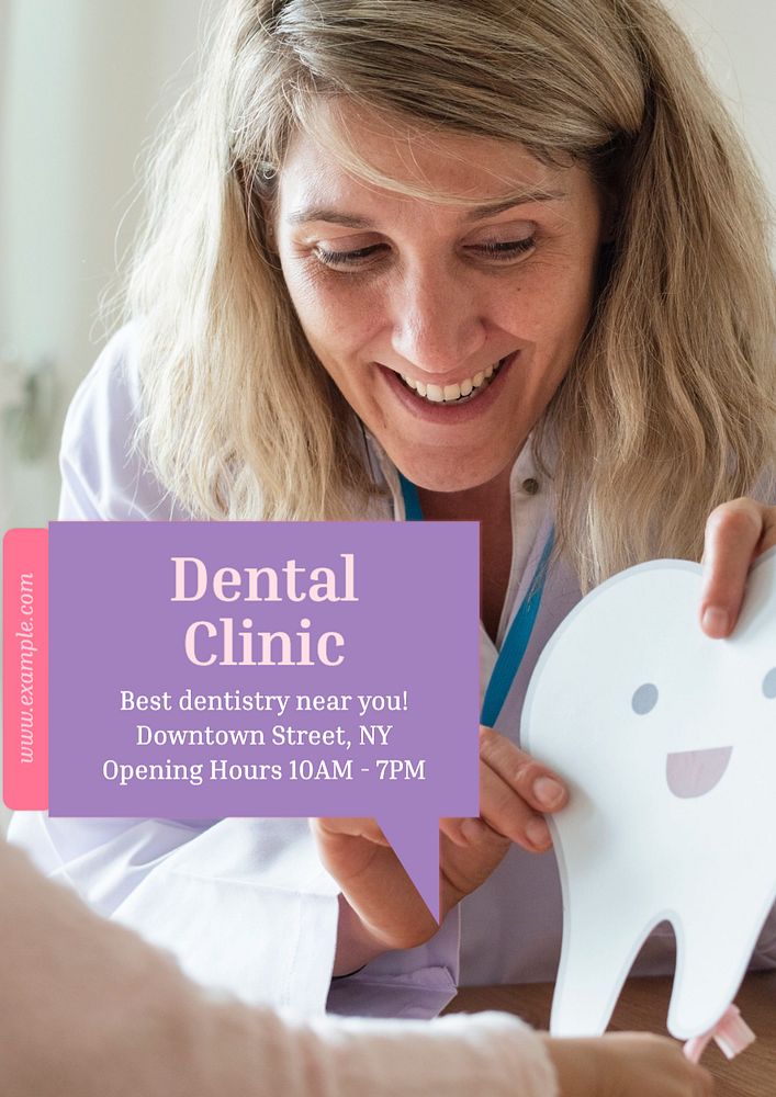 Dental clinic poster template, editable text and design