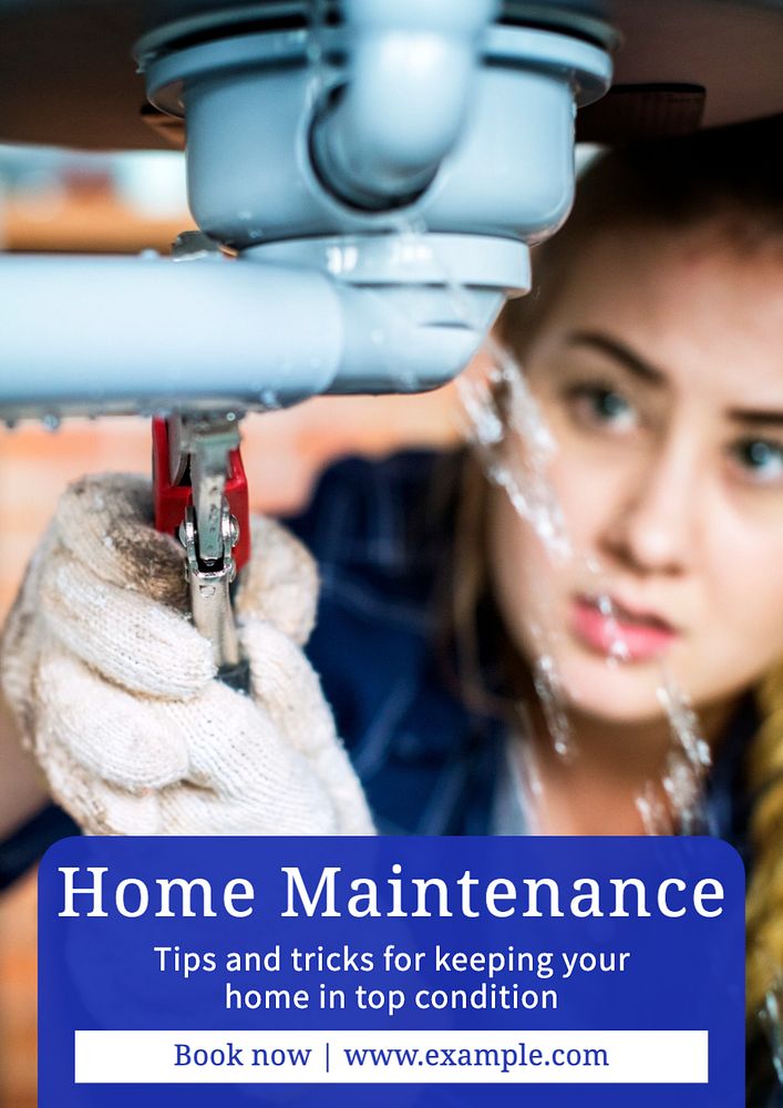 Home maintenance poster template, editable text and design