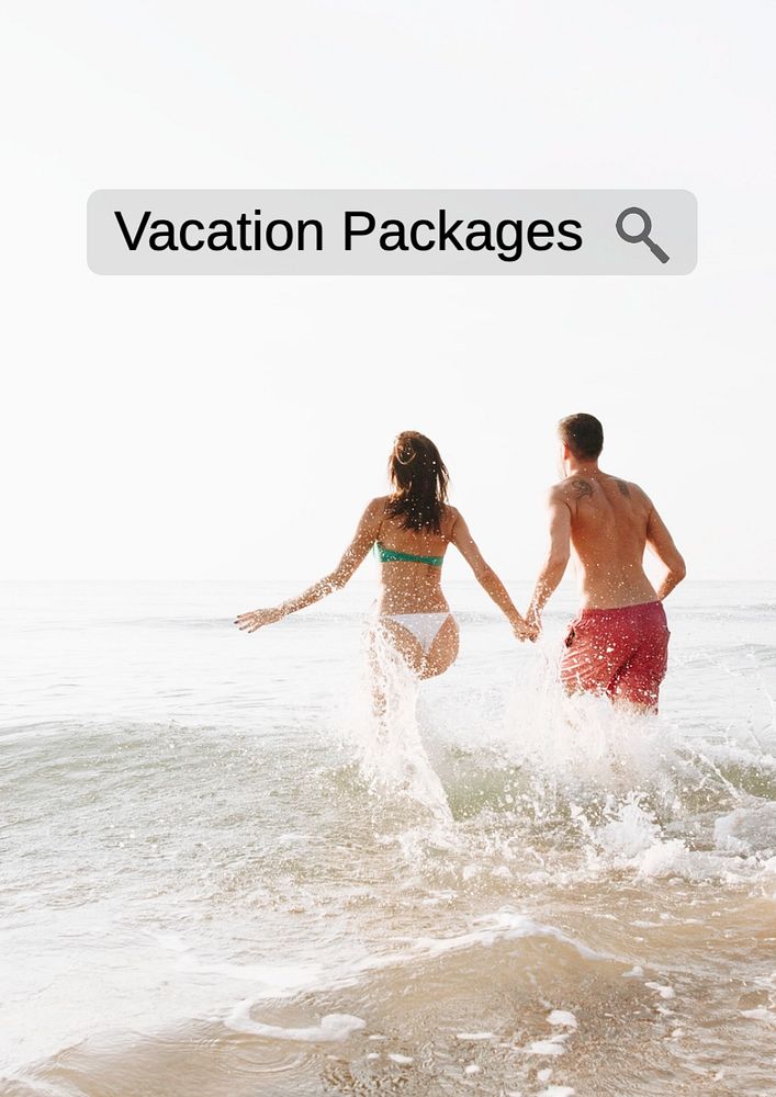 Vacation packages poster template, editable text and design