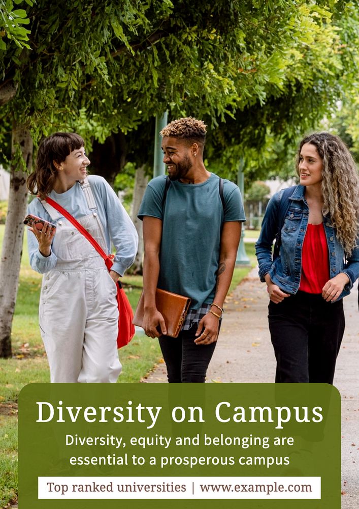 Diversity on campus poster template, editable text and design