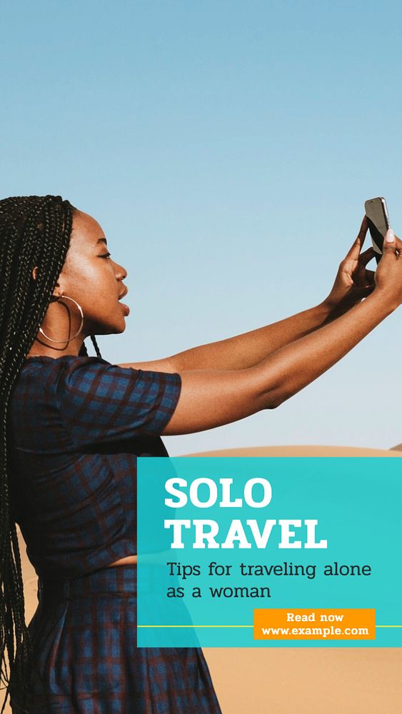 Solo travel Instagram post template, editable text