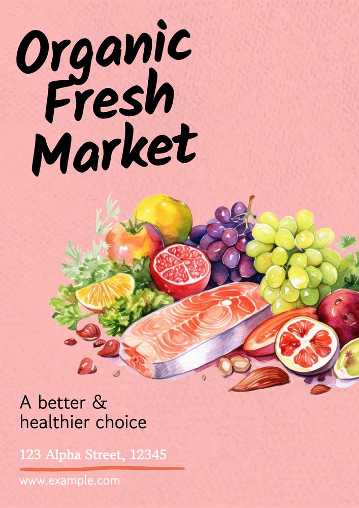 Organic Fresh Market poster template, editable text and design