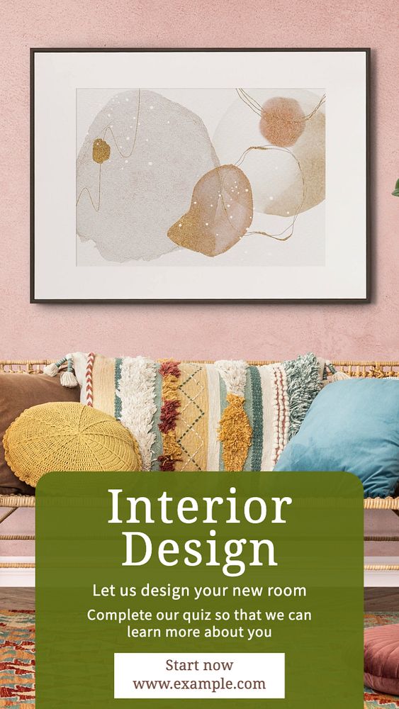 Interior design studio Facebook story template, editable design