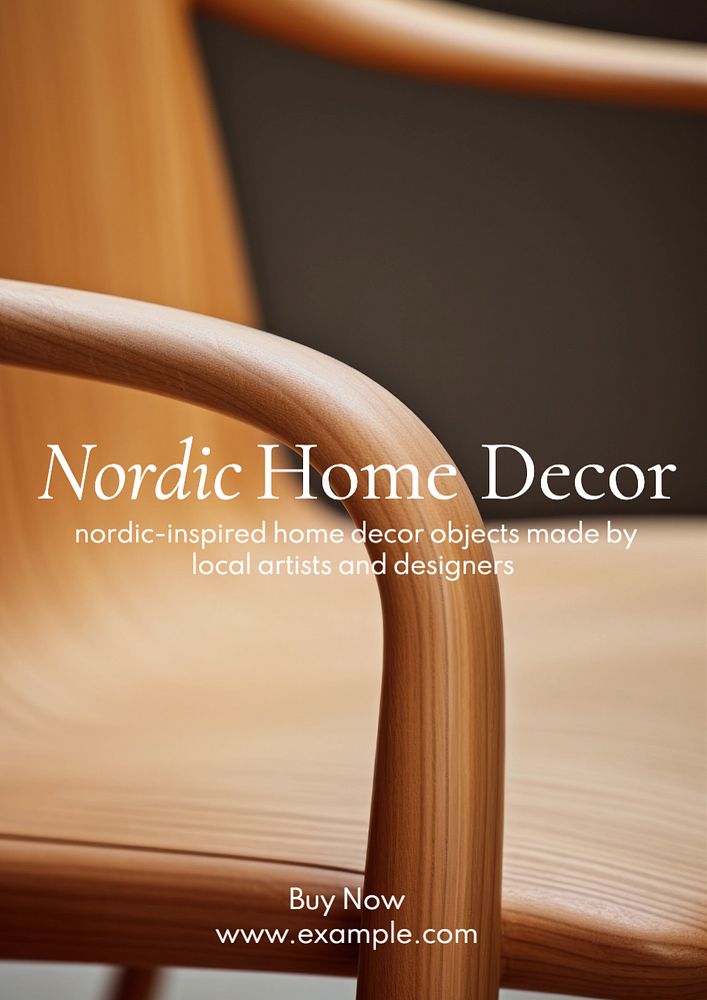 Nordic home decor poster template, editable text and design